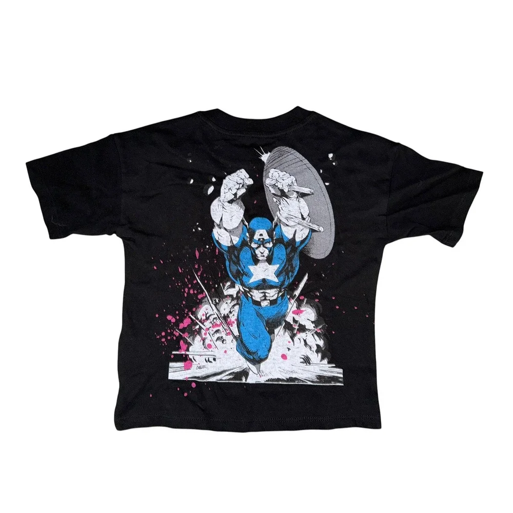 Gap Kids Marvel Captain America Graphic‎ T-Shirt Black XS 4-5 NWT Q3